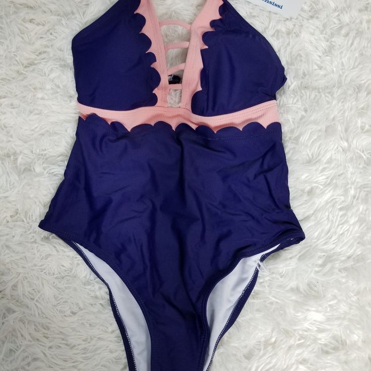 Beachsissi Low Cut Scalloped Edge One Piece Swimsuit. Nwt. Navy/Pink. Lattice Bust. Pink Part Is Ribbed. Straps Are Adjustable. Clasp Closure In Back. Pink Lined Tankini For Summer, Summer Pink Lined Tankini, Pink Lined Summer Tankini, Pink Backless Tankini For Poolside, Pink Stretch One-piece Tankini, Pink Sleeveless Lined Tankini, Pink Lined Swimwear For Beach, Fitted Pink Tankini With Lined Body, Pink One-piece Tankini For Spring