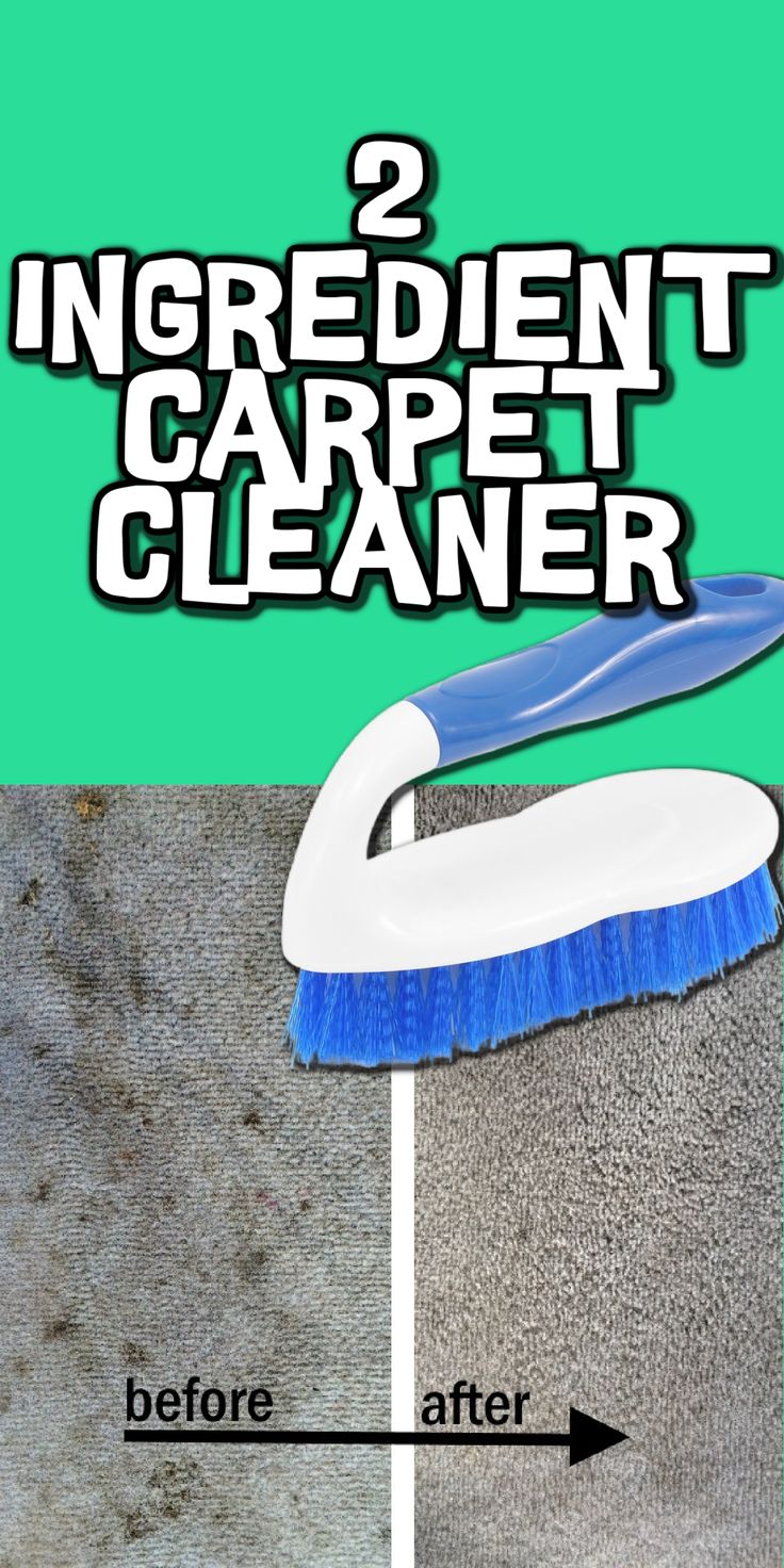 two images showing how to use carpet cleaner