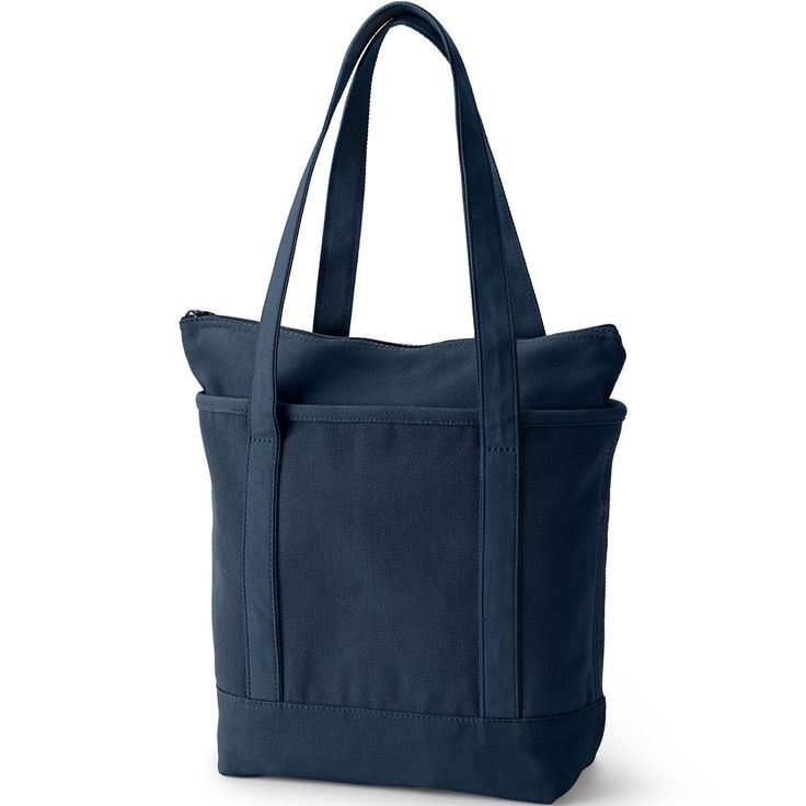 A reliable bag just makes life easier. Something strong well-made and roomy will come in handy when you're heading to the library going to pilates class or just shopping for groceries on the weekend. Enter the Lands' End Canvas Tote Bag. Made from pure cotton this zippered bag will last through all of life's adventures. It can hold up to 500 pounds - we've tested it to make sure - so it can easily handle your water bottle jacket and books. The water-repellent base and trim won't get soggy if you Functional Cotton Softback Bag, Functional Canvas Softback Bag, Functional Canvas Bag With Reinforced Handles For Daily Use, Functional Everyday Softback Canvas Bag, Everyday Use Softback Shoulder Bag With Reinforced Handles, Everyday Softback Shoulder Bag With Reinforced Handles, Everyday Shoulder Bag With Reinforced Handles, Practical School Bags In Canvas, Functional Everyday Bags With Reinforced Handles