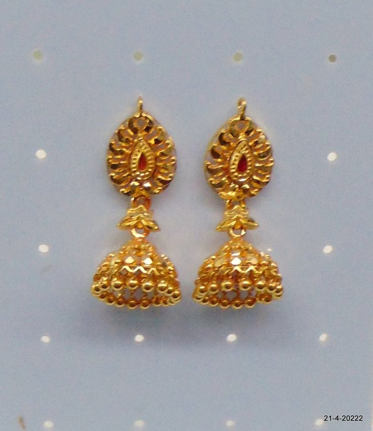 "vintage 20kt gold earring pair from rajasthan india. great handmade design, good for jewelry collection. Note - Please check pictures carefully for more detail. height max - 3.7 cm (1.45\") width max. - 1.6 cm(0.6\") weight - 9 grams material - 20kt yellow gold." 22k Gold Earrings For Puja, Gold Plated Earrings With Intricate Design For Puja, Traditional 22k Gold Bridal Earrings For Festive Occasions, Gold Chandbali Earrings For Puja, 22k Gold Chandbali Bridal Earrings With Latkans, Gold Earrings For Festive Puja, Gold Earrings For Puja And Festive Occasions, Festive Gold Earrings For Puja, Temple Jewelry Style Bridal Drop Earrings In 22k Gold