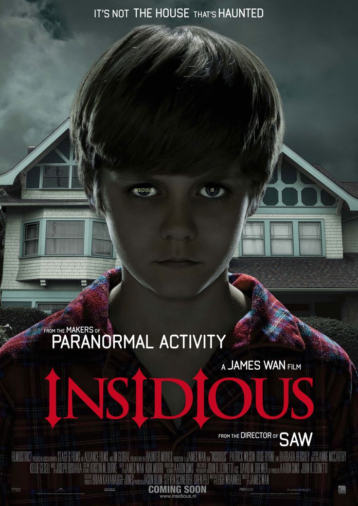 the movie poster for insidious, starring an individual in front of a house