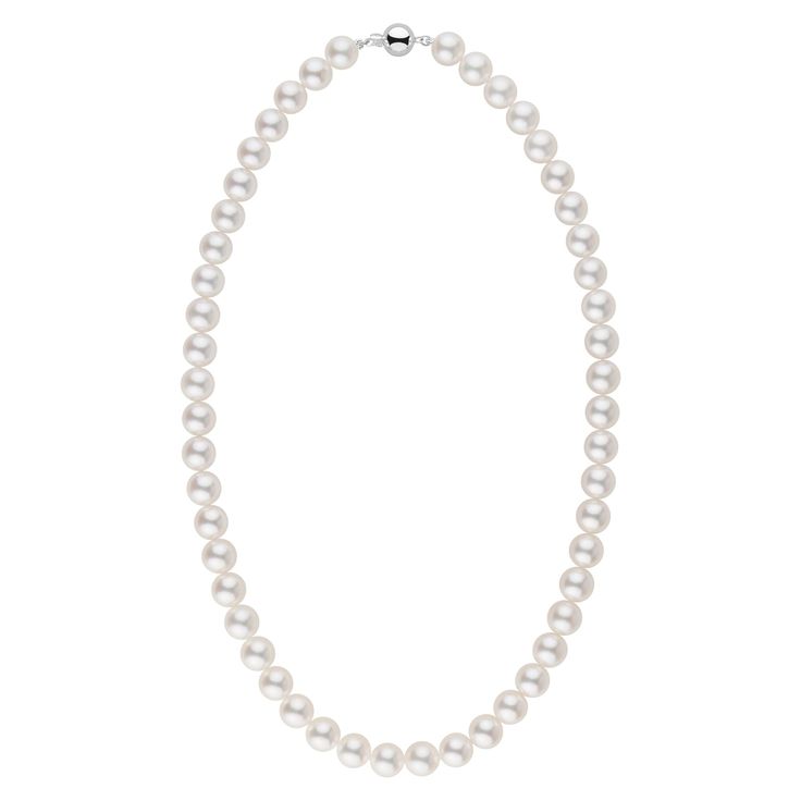 This stunning necklace is part of our unique strand series. The special pearls in this collection have been photographed individually instead of using stock images. Based on the surface, shape, luster and matching, this strand falls within our AAA grading range. The finest Akoya pearls, grown in the cold coastal waters of Japan, are known for their perfect round shape, mirror-like luster, and smooth surfaces. Each pearl is individually knotted on double silk so they never rub against each other