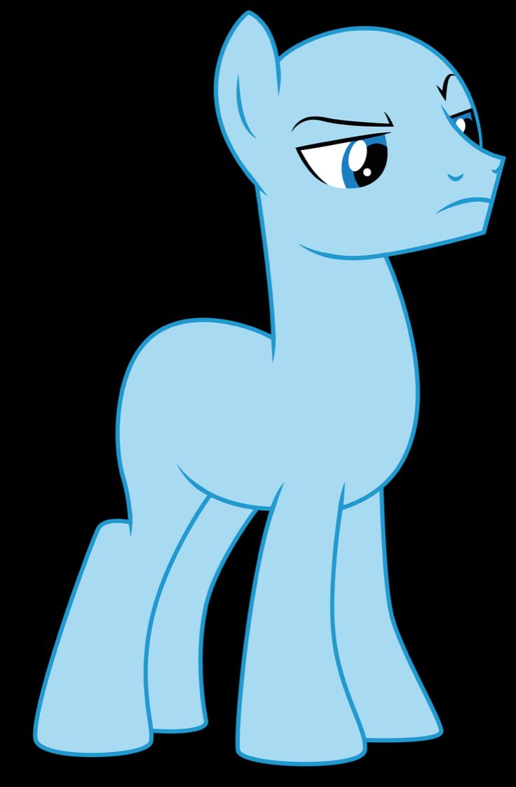 a blue pony with big eyes standing in front of a black background