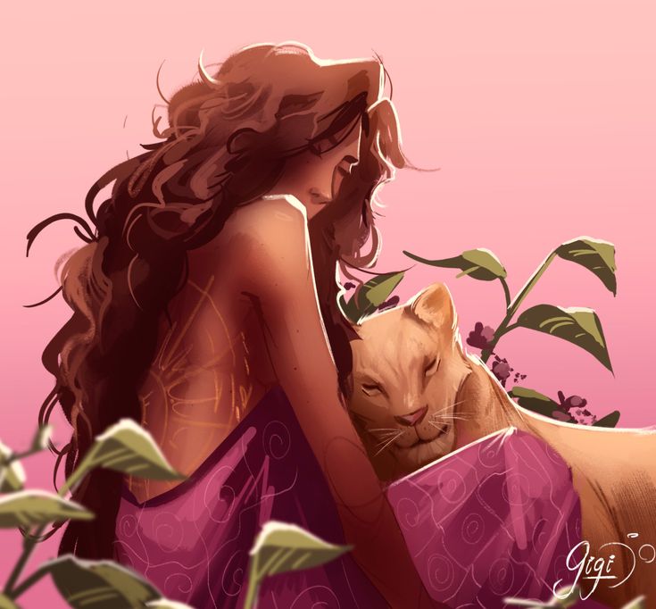 a woman in a pink dress hugging a cat