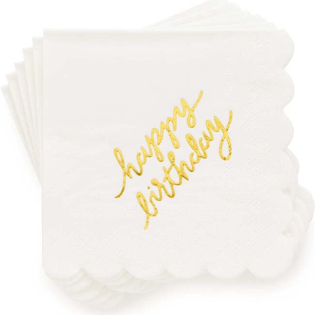 five white napkins with gold foil lettering on them that say, happy new year