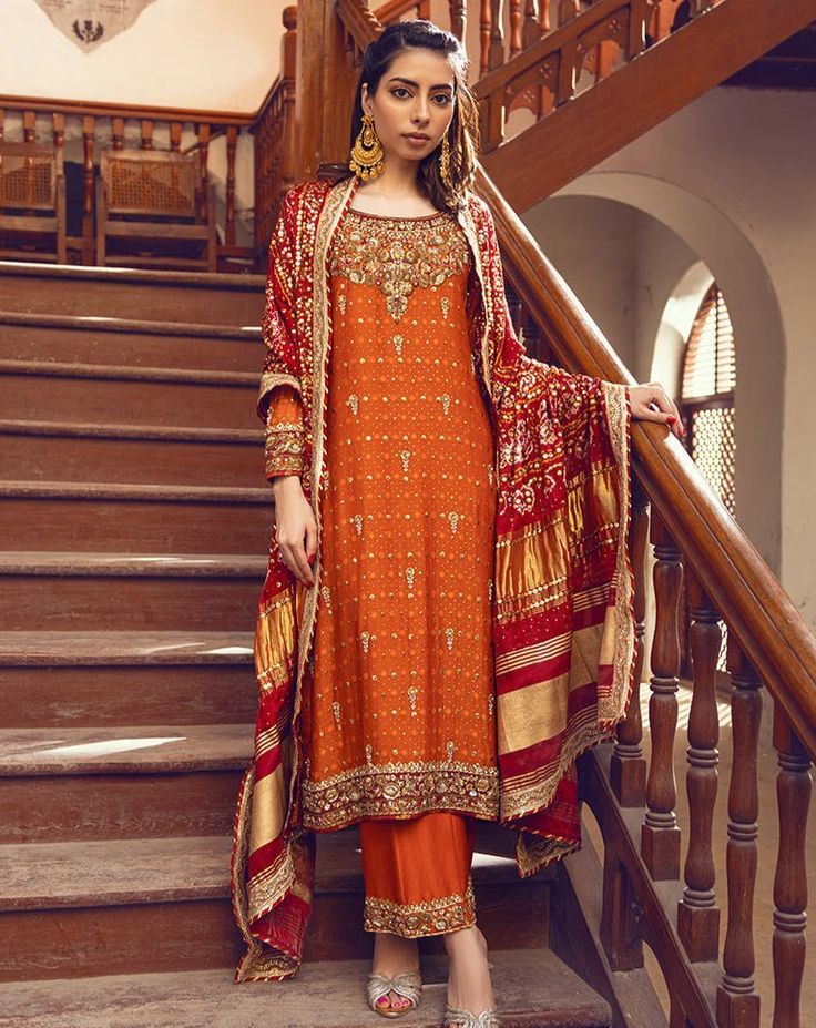 Designer Orange Kameez Salwar Pakistani Mehndi Dresses Pakistani Mehndi Dress, Pakistani Bridal Lehenga, Orange Lehenga, Wedding Dresses Pakistani, Pakistani Mehndi, Bridal Mehndi Dresses, Mehndi Dresses, Mehndi Dress, Pakistani Wedding Outfits