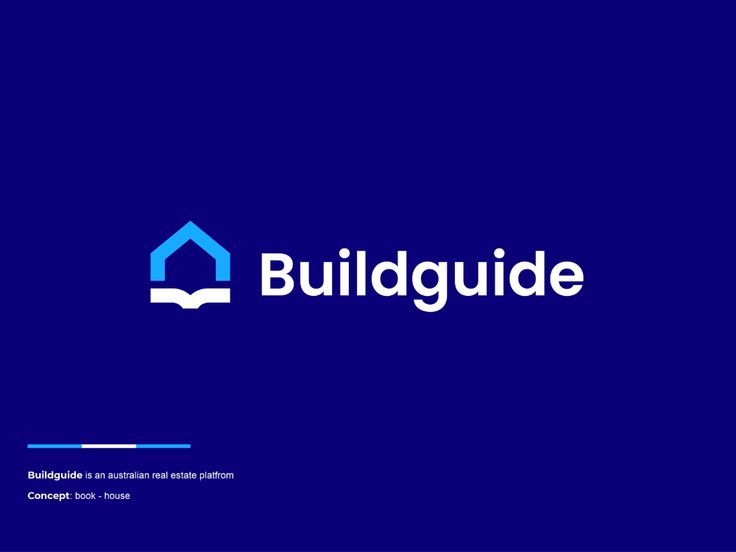 the logo for build guide, which is designed to look like an open book with a house