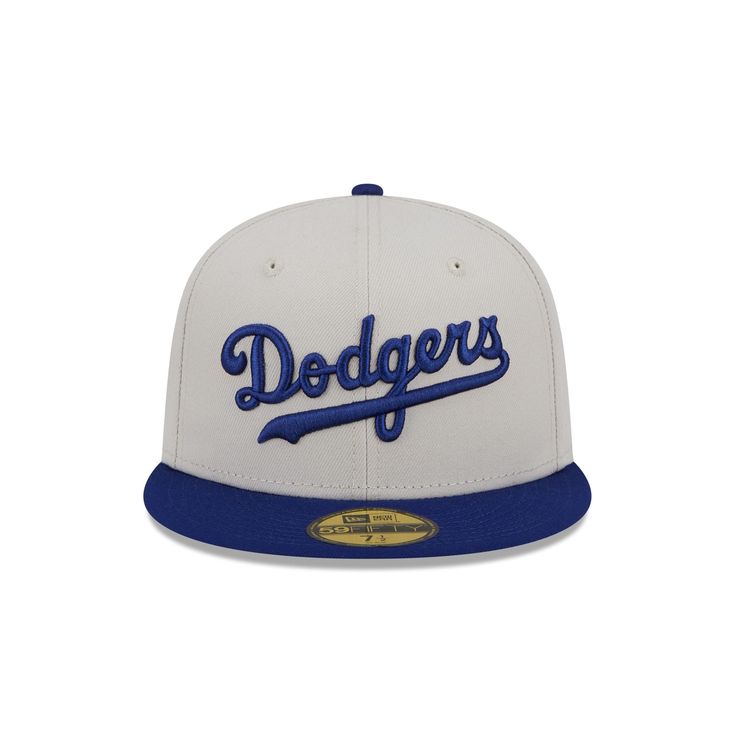 The Brooklyn Dodgers Coop Logo Select 59FIFTY Fitted Cap features an embroidered Dodgers wordmark at the front panels with a matching alternate team wordmark above a Cooperstown MLB Batterman logo at the rear. Additional details include a team patch at the right-wear side, a blue visor, and a gray undervisor. Collegiate Fitted Hat With Curved Brim For Baseball Season, Collegiate Curved Brim Fitted Hat For Baseball Season, Throwback Baseball Cap With Embroidered Logo For Game Day, Baseball Season Team Logo Cap For Fans, Game Day Fitted Hat With Embroidered Logo, Collegiate Fitted Baseball Cap With Logo Patch, College Fitted Hat With Embroidered Logo And Curved Brim, Embroidered Logo Fitted Hat For Baseball Season, Curved Brim College Fitted Hat With Embroidered Logo