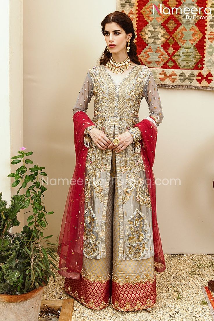 Buy Classic Front Open Bridal Kameez Salwar, a traditional masterpiece to wear at wedding festivities. This stunning Pakistani Dress is available Online. Eid Anarkali Salwar Kameez Hand Embellished, Hand Embellished Semi-stitched Salwar Kameez For Eid, Eid Hand Embellished Floor-length Sharara, Festive Semi-stitched Hand Embellished Salwar Kameez, Eid Semi-stitched Hand Embellished Anarkali Set, Festive Hand-embellished Semi-stitched Salwar Kameez, Festive Hand Embellished Semi-stitched Salwar Kameez, Anarkali Hand Embellished Salwar Kameez For Festive Occasions, Wedding Anarkali Set With Intricate Embroidery In Jamawar