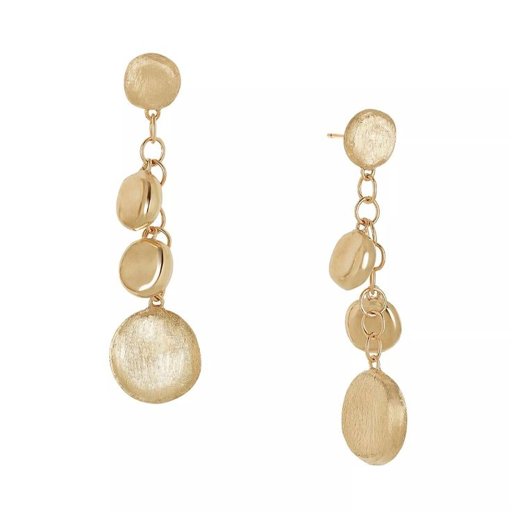 MARCO BICEGO  Jaipur Link Drop Earrings in 18K Yellow Gold From the Jaipur Collection Crafted in 18K yellow gold  Polished and hand-engraved finish Length: 1.65 inch Made in Italy Luxury Hammered Round Earrings, Luxury Round Hammered Earrings, Elegant Hammered Round Earrings, Luxury Gold Plated Linear Earrings, Gold Plated Fine Jewelry Earrings, Gold Plated Earrings With Polished Finish, Yellow Gold Pierced Round Chandelier Earrings, Yellow Gold Round Chandelier Earrings, Luxury Yellow Gold Plated Linear Earrings