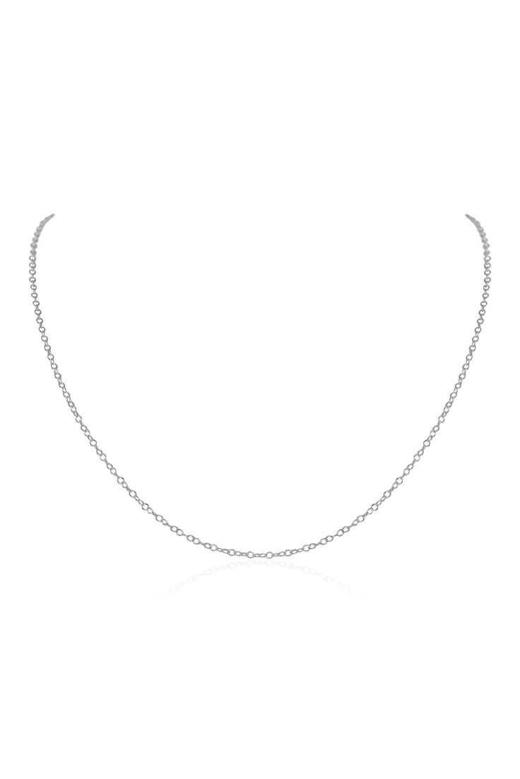 Simple Chain Necklace - Stainless Steel - Luna Tide Handmade Jewellery Minimalist Charm Necklace With Cable Chain, Dainty Rolo Chain Link Necklace, Minimalist Oval Link Rolo Chain Necklace, Minimalist Necklace With Oval Link Cable Chain, Minimalist Necklace With Cable Chain And Oval Link, Minimalist Necklace With Rolo Chain Link, Minimalist Necklace With Rolo Chain, Dainty Rolo Chain Link Necklaces, Minimalist White Gold Cable Chain Necklace