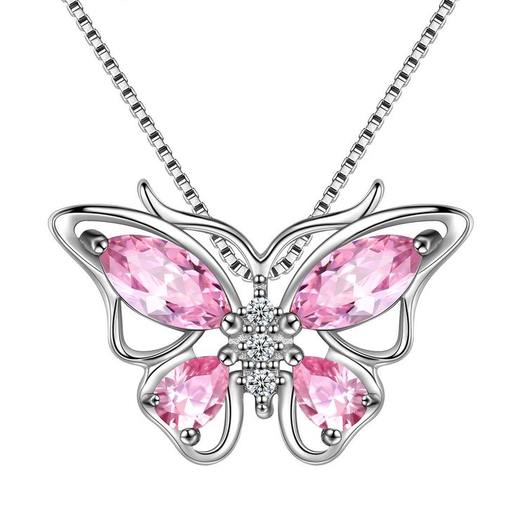 PRICES MAY VARY. ♥Butterfly Necklace Design♥:The butterfly pendant design features the love of flying with each other, and staying with your partner for a lifetime. Wearing a butterfly necklace expresses the yearning for freedom and also entrusts the hope for the future. ♥Material♥:Comes in genuine Hypoallergenic 925 sterling silver and AAA+ Cubic Zirconia,tarnish-resistant then can't be faded in a long time.Nickel free,lead free,cadmium free,safe for sensitive skin to wear on your neck. ♥Butter White Gold Cubic Zirconia Butterfly Necklace As Gift, Butterfly Charm Jewelry For Birthday, Butterfly Shape Birthstone Jewelry For Anniversary, Silver Butterfly Necklace For Birthday, Butterfly Necklace For Birthday And Mother's Day, Butterfly Necklaces For Birthday And Mother's Day, Butterfly Shaped Birthstone Jewelry For Anniversary, Mother's Day Butterfly Jewelry With Butterfly Charm, Mother's Day Butterfly Pendant Necklace