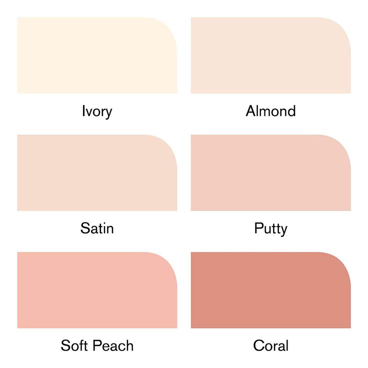 the different shades of peach, ivory, almond and soft peaches in each color