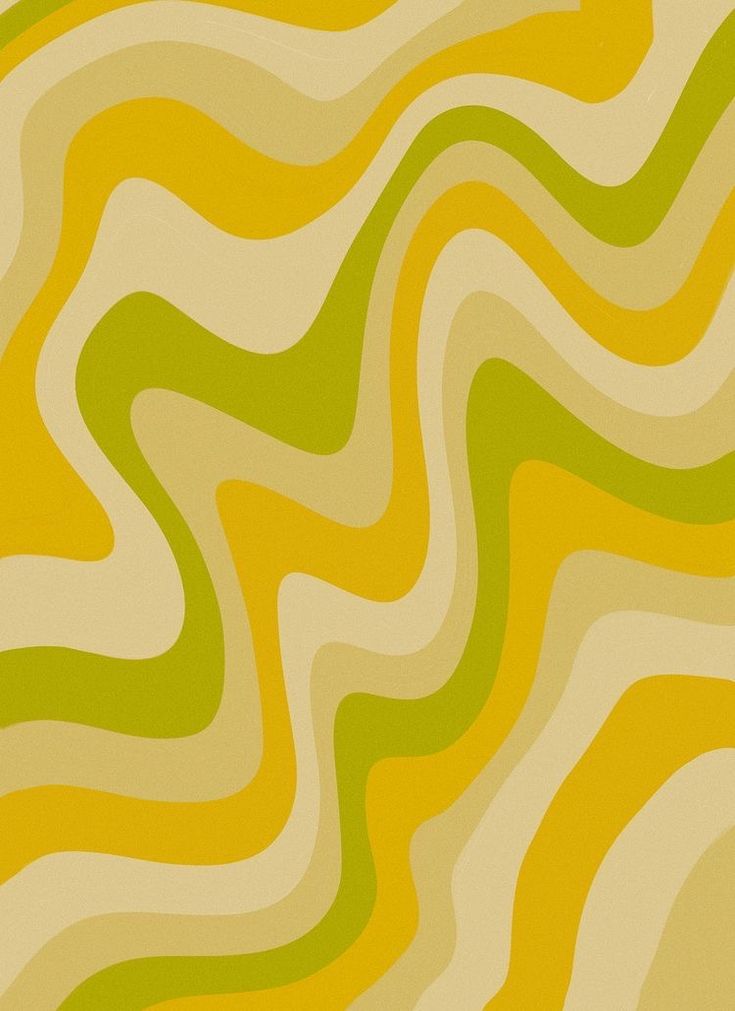 an abstract background with wavy lines in shades of yellow, green and beige on top of each other