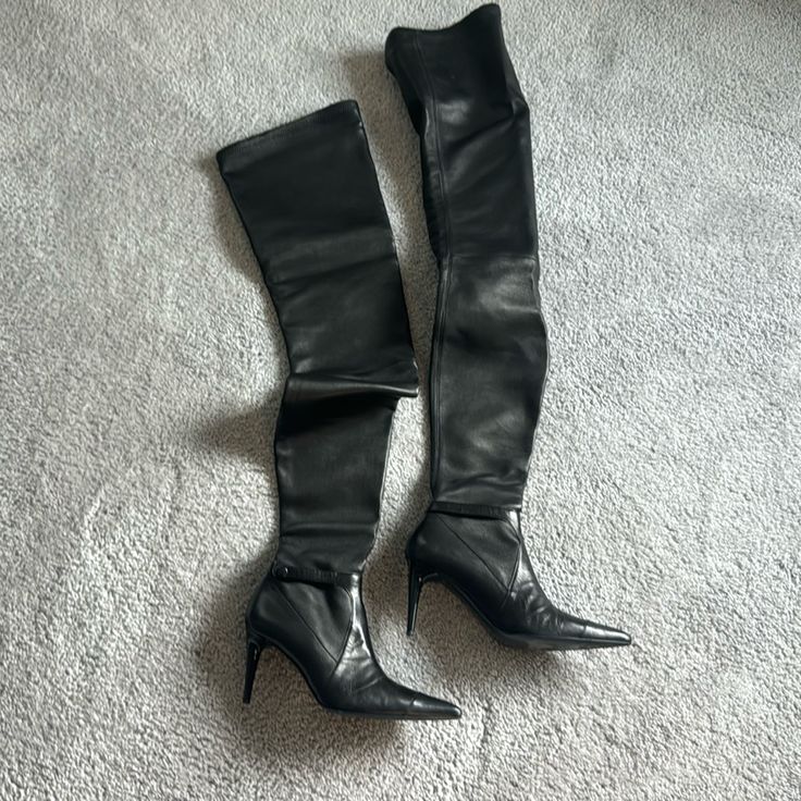 Chanel Thigh High Leather Boots Thigh High Leather Boots, Shoes Chanel, Leather Thigh High Boots, High Leather Boots, Chanel Shoes, Thigh High, Over The Knee Boots, Thigh Highs, Over The Knee