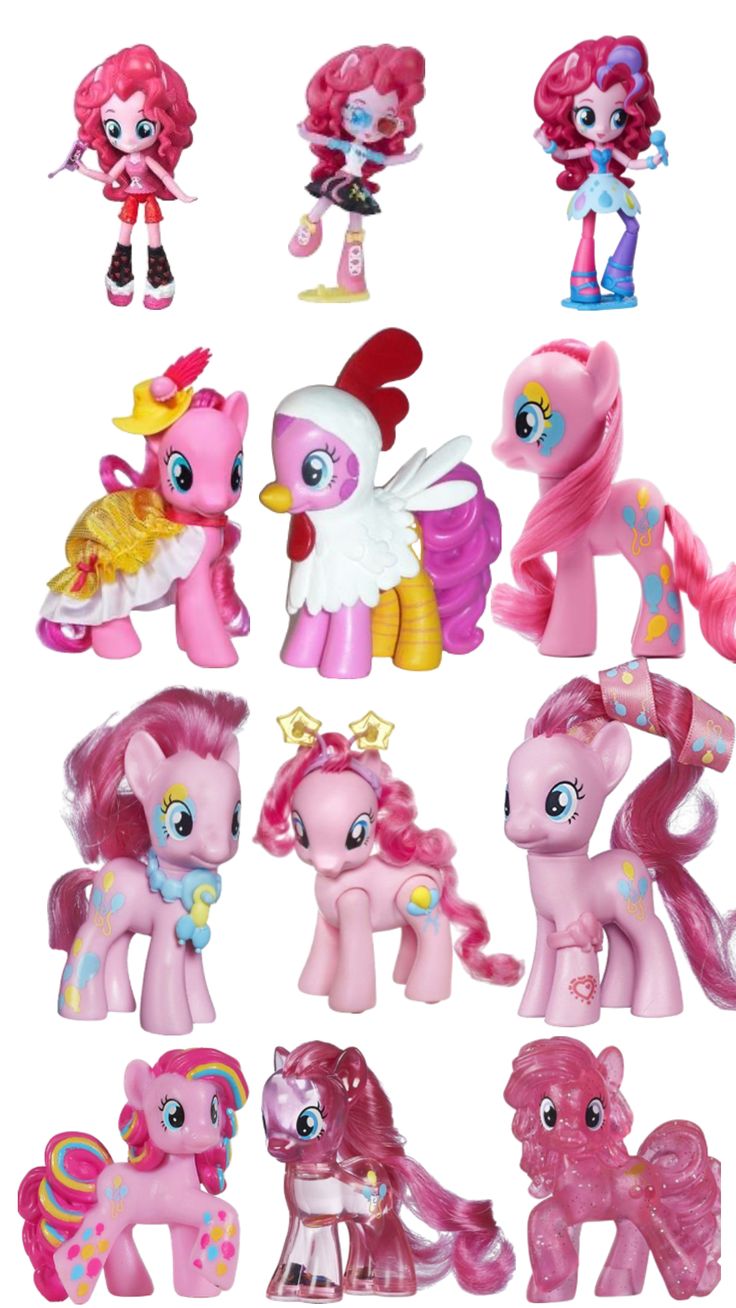 the little pony toys are lined up together