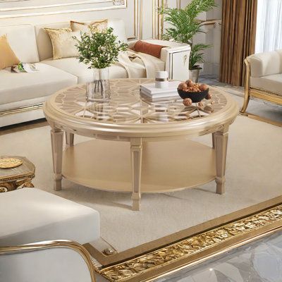 Crafted with a wooden frame, this product provides robust support and exceptional load-bearing capacity. FURNITURE LEISURE, INC. | FURNITURE LEISURE, INC. European style light luxury carved coffee table 19.6 H x 39.3 W x 39.3 D in brown / whiteWood / Glass in Gold;transparent | 39.3" L x 39.3" W x 19.6" H | Wayfair Carved Coffee Table, Coffee Table Brown, Table 19, Outdoor Storage Sheds, Coffee Table Wayfair, Living Room Coffee Table, Mudroom Furniture, Outdoor Grill, Shed Storage