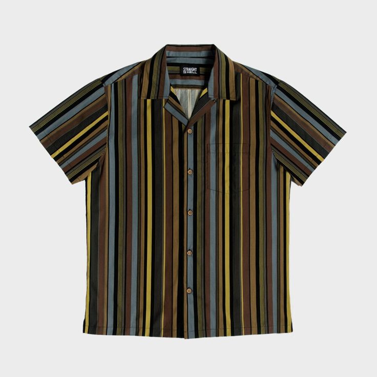 par_lin_blk_yel_w_1 Striped Cotton Camp Shirt With Camp Collar, Striped Shirt With Camp Collar And Relaxed Fit, Casual Shirt With Vertical Stripes And Camp Collar, Cotton Camp Collar Top With Vertical Stripes, Relaxed Fit Vertical Stripes Collared Shirt, Striped Short Sleeve Collared Shirt In Relaxed Fit, Casual Striped Camp Shirt With Camp Collar, Striped Collared Short Sleeve Shirt With Relaxed Fit, Striped Relaxed Fit Collared Short Sleeve Shirt