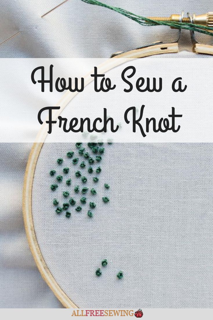 how to sew a french knot with green beads on the front and back side