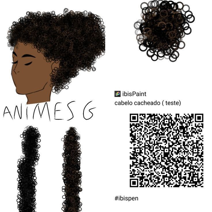 an image of a woman's head with black hair and qr code on it