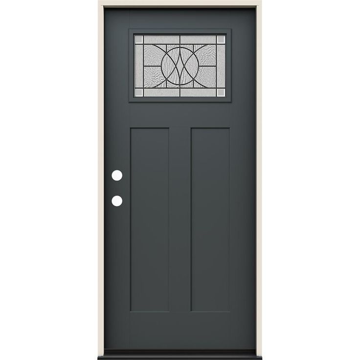 thermaic door with sidelights and glass panels is shown in dark gray color