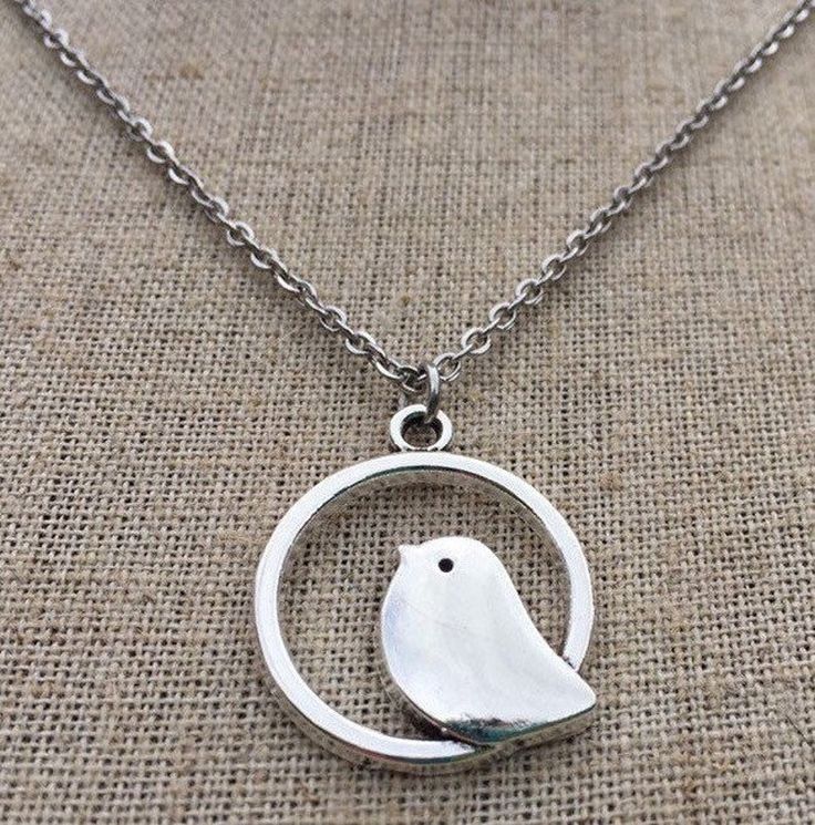 SALE Round Bird Necklace Silver Bird Necklace Mod Bird | Etsy Necklace Mama, Bird Jewellery, Round Bird, Silver Bird Necklace, Roleplay Ideas, Mama Bird, Pretty Jewelry Necklaces, Silver Clay, Silver Bird