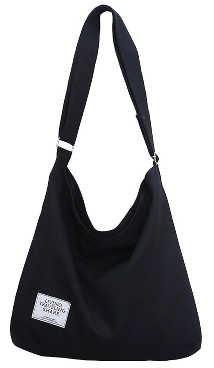 PRICES MAY VARY. Material: this shoulder bag is made of soft canvas, very light and durable for daily use. Many ways to carry: This canvas can be a shoulder bag, a crossbody bag or a tote bag. Easy to match your garments. Size Details: 15.5" x 3.5" x 14.1", handle drop: 15.7". You can refer to the size in the image as well. The length of strap is fully adjustable. Big Capacity - Zip Closure. There is a big room inside the bag, with 2 open small pocket for small things, this bag has a high utilit Tote Bag Crossbody Strap, Big Shoulder Bag, Tas Denim, Big Room, Big Tote Bags, Travel Tote Bag, Handbags Casual, Tote Bag Black, Big Bag