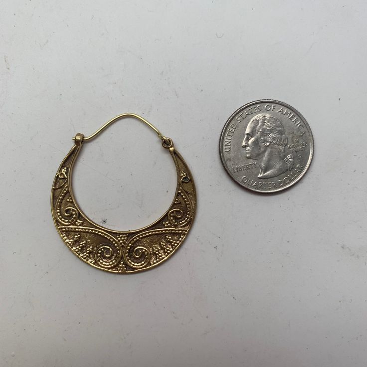 "These medium sized hoop earrings are super lightweight. Great for all occasions. Approx 1.5\" diameter (3.8cm) One side is overlayed with the spiral design and the other plain Brass, wire is 20 gauge, half-hard brass or Silver-Plated, wire is 20 gauge, half-hard 925 sterling silver" Small Filigree Hoop Earrings, Small Hoop Metal Wrap Earrings, Brass Filigree Hoop Jewelry, Festival Brass Wire Wrapped Hoop Earrings, Gold Wire Wrapped Hoop Earrings For Festivals, Gold Brass Hoop Earrings With Wire Wrap, Gold Brass Wire Wrapped Hoop Earrings, Bronze Brass Wire Wrapped Hoop Earrings, Brass Spiral Earrings With Ear Wire