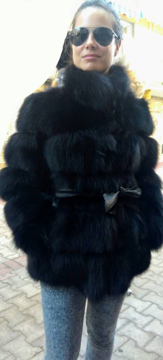 NEW,Real and Natural FLUFFY BLACK Fox Fur jacket with leather straps! Your bacic black fur for every day and every where!Sport,casual,formal. Perfect winter jacket! Black Leather belt included. Super soft,the lightest fur ever! So warm and the best quality! Order it with zipper. Order it in Any color. Order it shorter or longer! Pictures are private property. Made from the best fur experts! We take orders in any size,color of model! Wholesale- retail. No returns accepted. Black Fur Coat With Faux Fur Trim, Black Faux Fur Coat With Faux Fur Trim, Black Fur Coat With Faux Fur Trim For Winter, Black Faux Fur Coat For Winter, Fluffy Black Winter Outerwear, Black Winter Fur Coat Fluffy, Black Fluffy Fur Coat For Winter, Black Fluffy Faux Fur Outerwear, Fluffy Black Outerwear For Winter