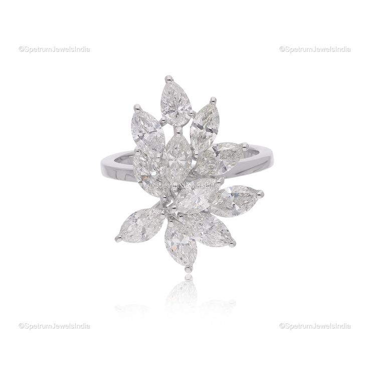 Simple and elegant, this 18k White Gold Diamond studded Ring will make your look fashionable and classy. Its classy shine and flawless finish enhances its majestic charm and makes it more adorable. ✧✧Welcome To Our Shop Spectrum Jewels India✧✧ ""Diamond Wedding Cluster Ring Jewelry, Brilliant Cut Natural Diamond 18k White Gold Ring For Wedding Engagement Gift For Her"" ★PRODUCT SPECIFICATION★ * ITEM CODE - SER-23389A * METAL - 18k White Gold * 18k White Gold Weight : 5.46 gm  * GROSS WEIGHT - 6. Ring For Wedding, Engagement Gifts For Her, Gold Diamond Studs, Wedding Engagement Gifts, Pear Diamond, White Gold Ring, Ring Jewelry, Cluster Ring, Diamond Stone