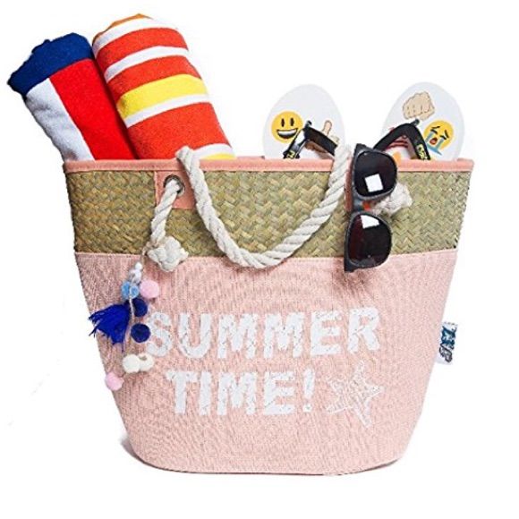 Life's A Beach, This Tote Is The Perfect Bag For Summer, With Plenty Of Storage, Cute Pom Pom Design, And Woven Sea Grass Detail, You Are Ready To Hit The Beach In Style. Total Summer Must Have! Top Zipper Closure Feature Is Great For On The Go. Perfect For A Cruise, Vacation, Or Hitting The Beach. This Summer Beach Tote Is Roomy And Has Adorable Rope Handles That Are The Perfect To Carry On Shoulder. L20"Xh15""Xw8". Brand New Boutique Item. Pink Tote Beach Bag For Weekend, Trendy Summer Beach Bag For Weekends, Eco-friendly Pink Beach Bag For Beach Season, Pink Summer Straw Bag For Beach, Eco-friendly Pink Beach Bag, Summer Pink Beach Bag For Vacation, Pink Eco-friendly Beach Bag, Pink Summer Beach Bag For Vacation, Pink Tote Bag For Vacation