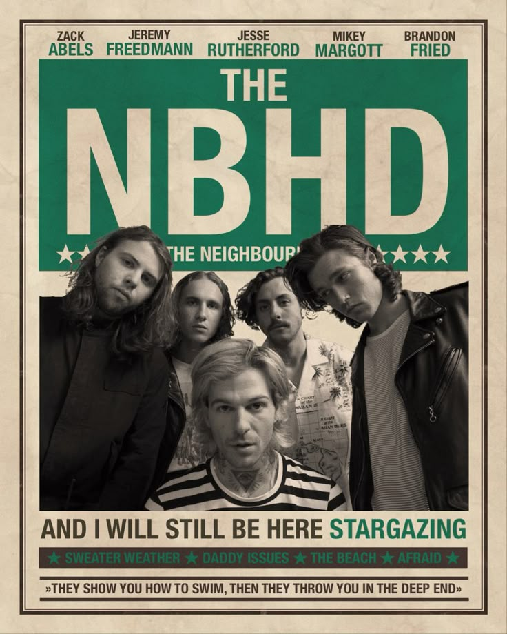 the n b h d movie poster with four men standing in front of each other