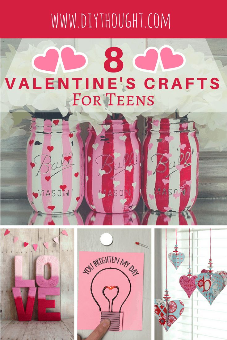 valentine's crafts for teens with the title overlay that reads 8 valentine's crafts for teens