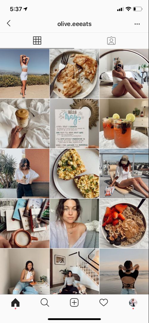 the instagram page is filled with photos and text, including an image of a woman eating