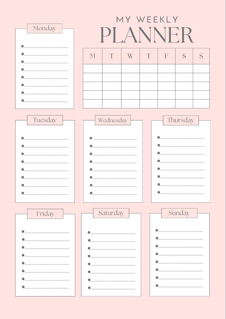 a printable planner with the words, my weekly planner and daily tasks on it