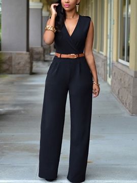 Snatched Outfits, Black Jumpsuits, Long Pant Jumpsuit, Belted Jumpsuit, Afrikaanse Mode, Casual Jumpsuit, Jumpsuit Fashion, Sleeveless Jumpsuits, Work Attire