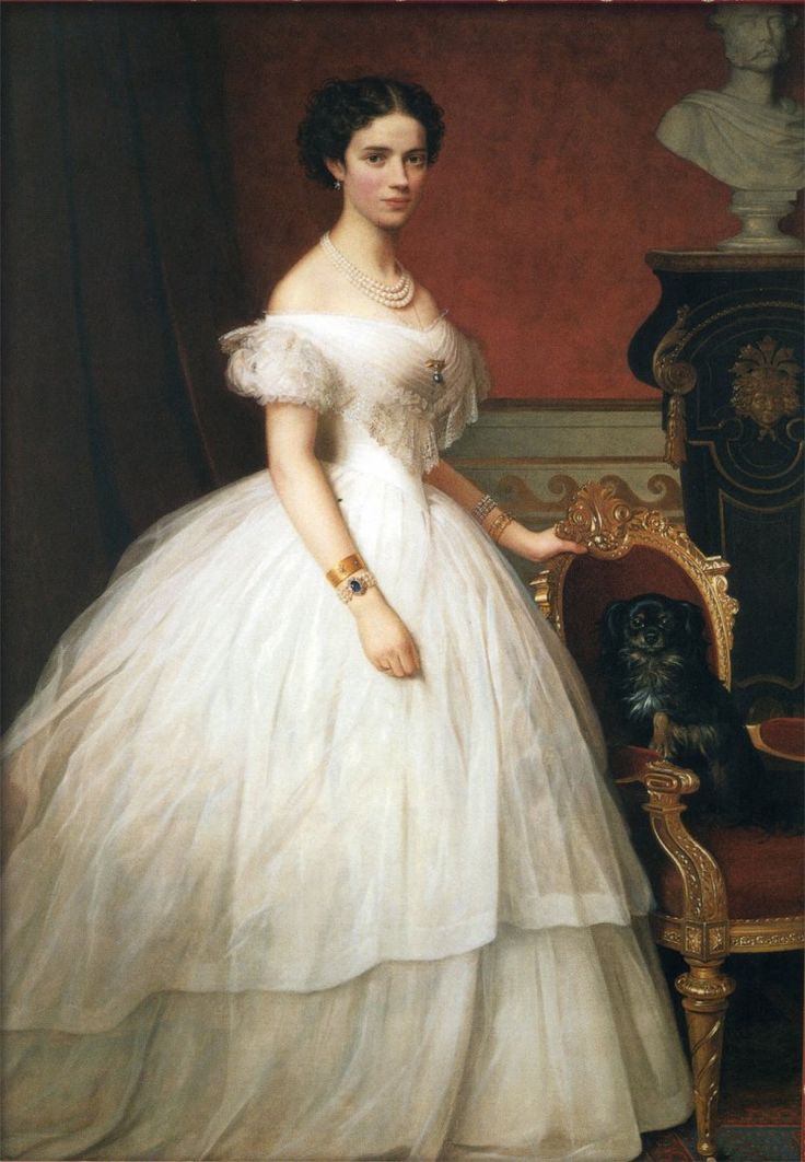 Portrait of Princess Dagmar of Denmark with her Dog, 1860s. Dagmar Of Denmark, Crinoline Dress, Alexandra Of Denmark, Maria Feodorovna, Crinoline Skirt, Princess Marie Of Denmark, Victorian Romance, Queen Alexandra, Princess Alexandra