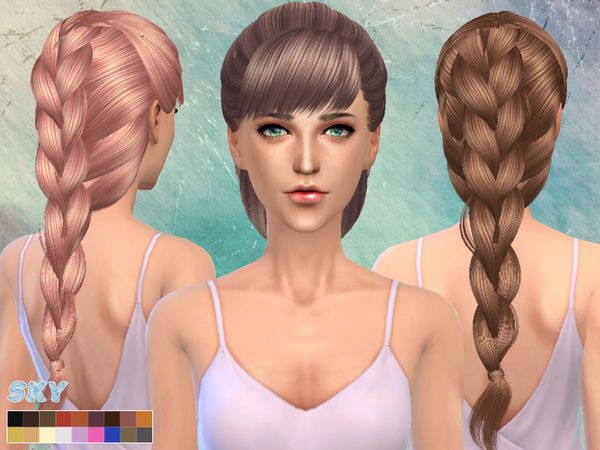 The Sims Resource: Skysims-hair-218 • Sims 4 Downloads Sims Hairstyles, Big Braid, Female Hairstyles, Hairstyles Theme, Cc Sims4, Cc Hair, Night Hairstyles, Big Braids, Sims 4 Cc Makeup