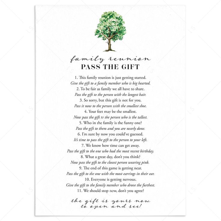 the poem for family reunion pass the gift