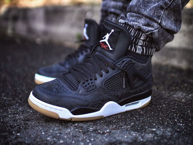 Nike Air Jordan 4 Black Laser - 2019 (by ki2nen) Sepatu Air Jordan, Jordans For Women Outfits, Nike Air Jordans Outfit, Air Jordan Basketball Shoes, Jordan 4 Black, Nike Sneakers Outfit, Jordan Basketball Shoes, Nike Air Jordan Shoes, Jordan Outfit