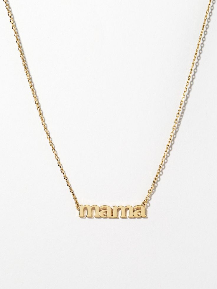 In celebration of all the mamas around the world, treat the mamas in your life to the piece of jewelry they deserve with this gold mama necklace designed by actress and new mom Daniella Monet. Dipped in 14k gold, this charming mom necklace also features a tiny BB heart at the end of its extender. Get this double-cute gold mama necklace before it's gone!The perfect mom necklace  Ideal gift for Mother's Day  Everyday jewelry Unlike Jennifer Fisher, Alexander Wang, david Yurman, Net-a-porter, Misso Daniella Monet, Pink Sapphire Ring Engagement, Style Moodboard, Mama Necklace, Necklace Mom, Candy Jewelry, Minimal Necklace, Necklace Love, Solid Gold Earrings