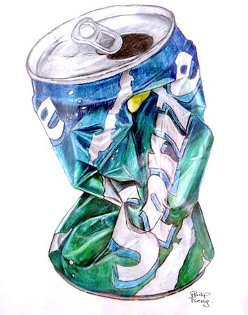 a drawing of a can that is wrapped in plastic