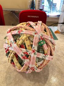 a ball of fabric sitting on top of a table