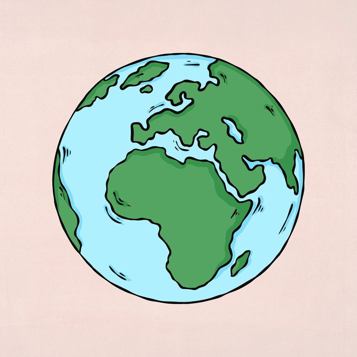 a drawing of the earth on a pink background