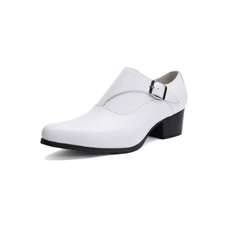 #Color_White Formal Wedding Shoes With Fitted Slip-on Design, Elegant White Leather Shoes For Semi-formal Occasions, White Pointed Toe Oxfords For Formal Occasions, Formal White Pointed Toe Oxfords, Elegant White Leather Shoes For Formal Occasions, Elegant Formal Oxfords With Square Toe, Spring Business Monk Strap Leather Shoes, Classic Monk Strap Shoes For Party With Leather Sole, Classic Monk Strap Shoes With Leather Sole For Party