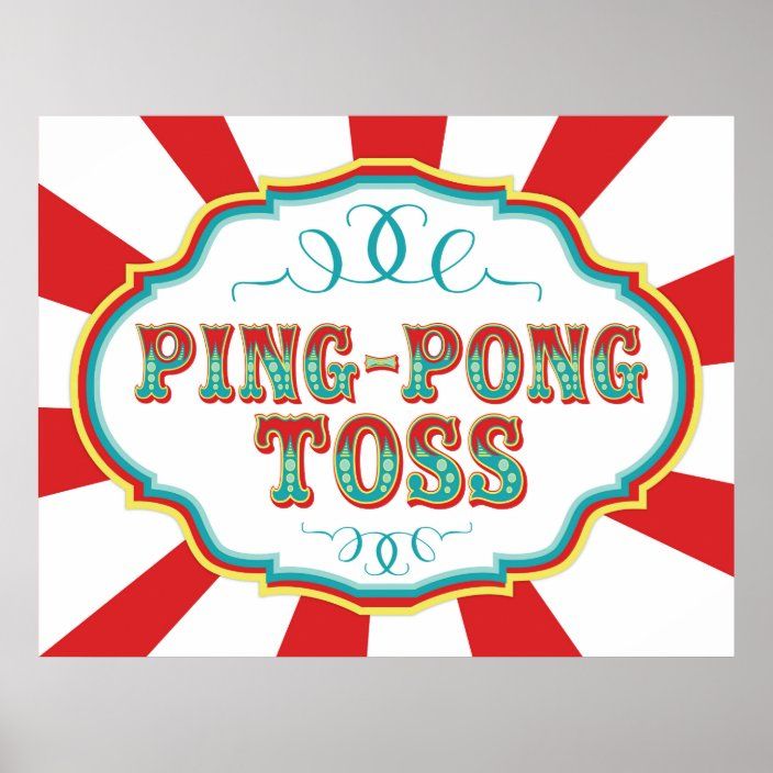 a sign that says ping - pong toss on the side of a white wall