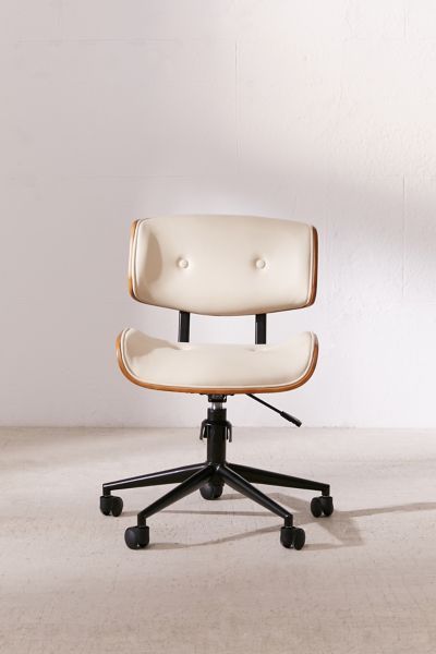 an office chair sitting on top of a white floor