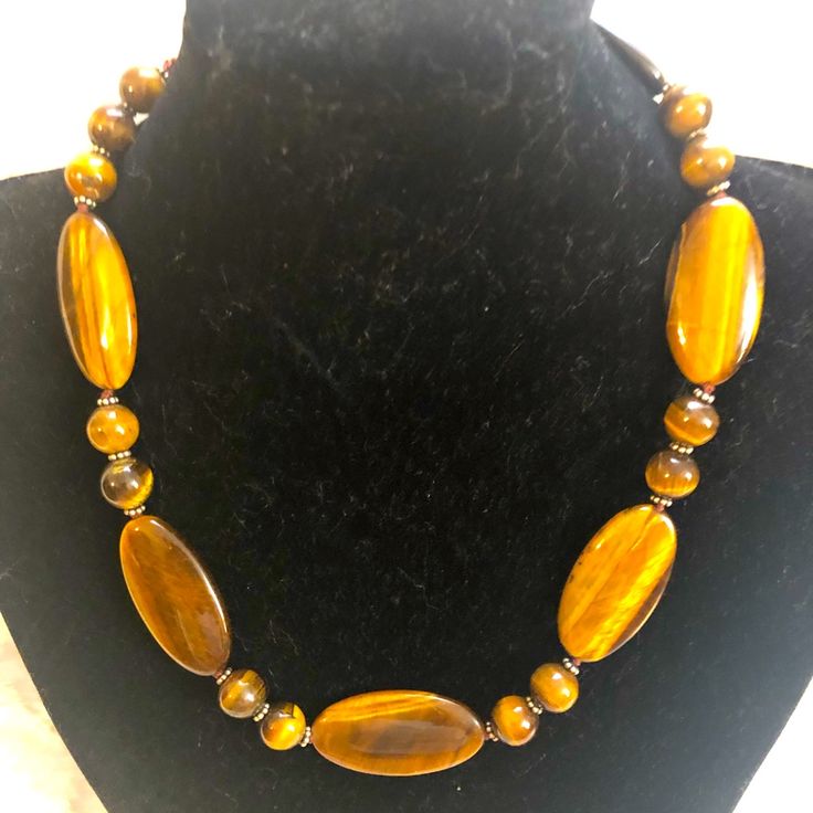 Choker Tigers Eye Necklace With Sterling Silver Buckle Jewelry 2023, Tigers Eye Necklace, Tigers Eye Gemstone, Natural Amber, Hand Crafted Jewelry, Tigers Eye, Crafted Jewelry, Eye Necklace, Jewelry Patterns