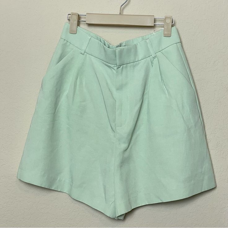 Zara | Linen Blend Shorts Trouser Chic Perfect Spring/Summer Shorts To Dress Up Or Down! Color: Sage Sea Green Size: M Nwt Never Been Worn Chic Summer Cotton Bottoms, Chic Spring Bottoms With Built-in Shorts, Chic Cotton Bottoms With Short Inseam, Summer Short Pants With Pockets, Green Summer Shorts For Day Out, Chic Summer Shorts With Pockets, Green Shorts For Summer Day Out, Solid Color Summer Pants With Short Inseam, Summer Solid Color Pants With Short Inseam