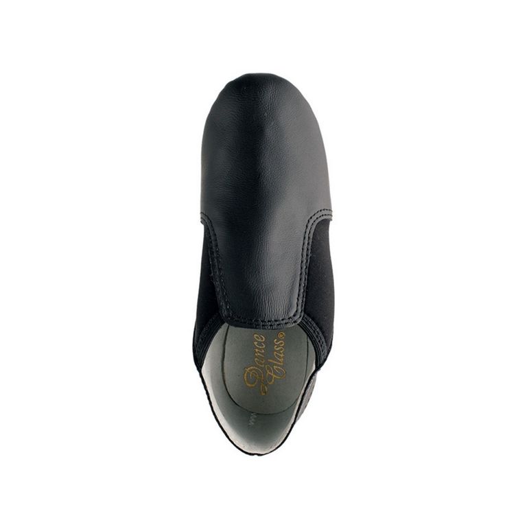 Slip-on Jazz shoe features soft glove leather with spandex wrap split-sole, cotton lining and heel counter. Leather Slip-on Dance Shoes, Fitted Dance Shoes With Rubber Sole For Practice, Leather Dance Shoes With Leather Sole For Practice, Flexible Round Toe Dance Shoes For Practice, Fitted Closed Toe Dance Shoes With Rubber Sole, Flexible Dance Shoes With Rubber Sole For Practice, Flexible Rubber Sole Dance Shoes For Practice, Fitted Black Dance Shoes For Dance Class, Fitted Leather Dance Shoes With Rubber Sole